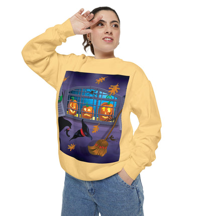 Whimsical Halloween Mischief Unisex Garment-Dyed Sweatshirt