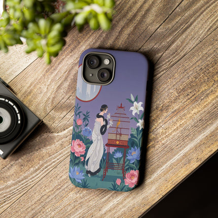 🌸🐦 The Lady Of The Garden Birdcage Phone Case – Art Deco Floral Elegance
