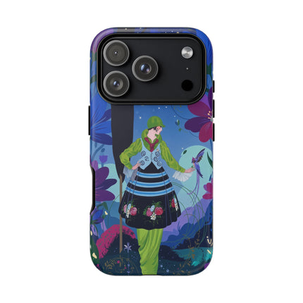 🌸🐦 The Lady Of The Midnight Bird Garden Phone Case – Art Deco Floral Fantasy