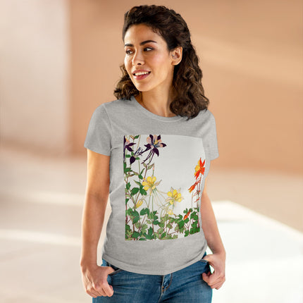 Aquilegia Flowers by Tanigami Kônan Women's Midweight Cotton Tee