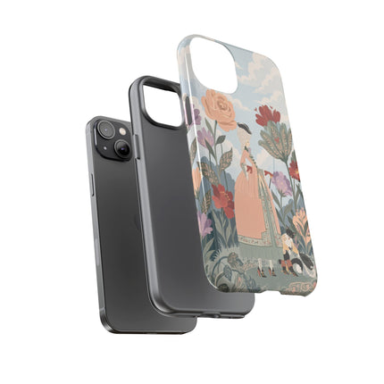🌹🐈 The Lady And Puss In Boots Phone Case – Art Deco Floral Whimsy