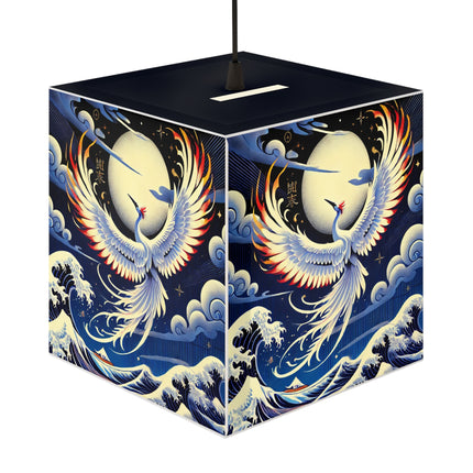 Majestic White Crane Light Cube Lamp