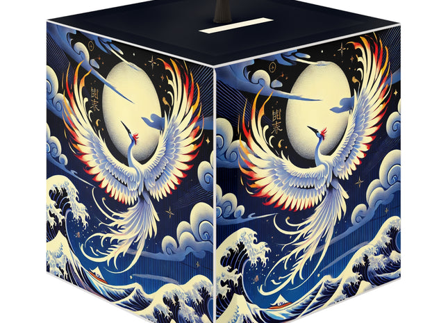 Majestic White Crane Light Cube Lamp