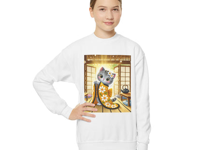 Playful Kitten in the Tea Room Youth Crewneck Sweatshirt