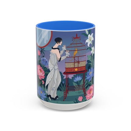 Whispers to the Golden Songbird Colorful Mugs – Art Deco Garden Elegance