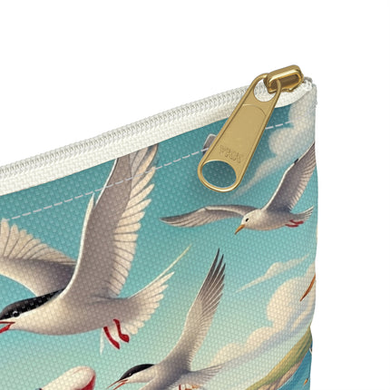 Geisha Kitten by the Seaside Accessory Pouch – Coastal Whimsy & Serene Grace