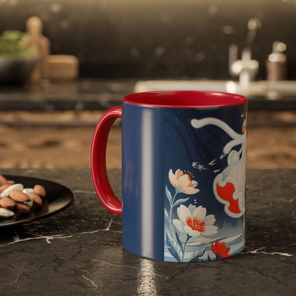 ❄️⛸️ The Winter Skater’s Flight Colorful Mug – Art Deco Floral Fantasy