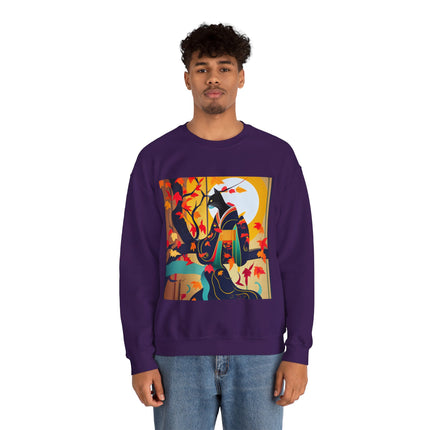Black Cat in Kimono Unisex Heavy Blend™ Crewneck Sweatshirt