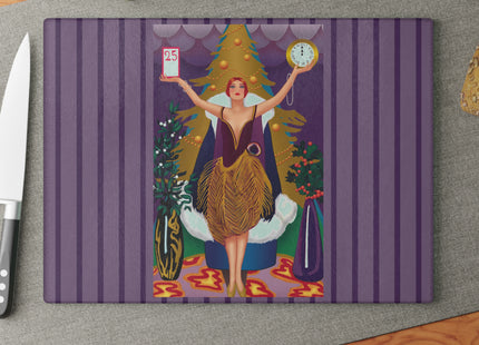 Countdown to Christmas Elegance Glass Cutting Board