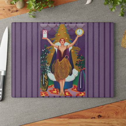 Countdown to Christmas Elegance Glass Cutting Board