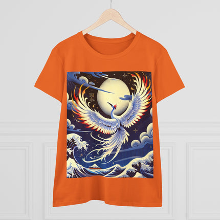 Majestic White Crane Cotton Tee