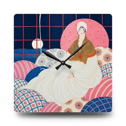 🌙🪶 The Lady Of The Midnight Salon Acrylic Wall Clock – Art Deco Bohemian Elegance