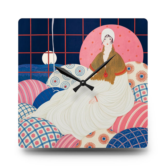 🌙🪶 The Lady Of The Midnight Salon Acrylic Wall Clock – Art Deco Bohemian Elegance