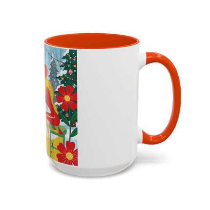 ☕🎄 Christmas Tea In The Snow Garden Colorful Mug – Art Deco Holiday Friendship