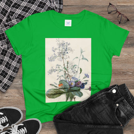 A Bouquet of Flowers with Insects by Pierre Joseph Redouté Women's Midweight Cotton Tee