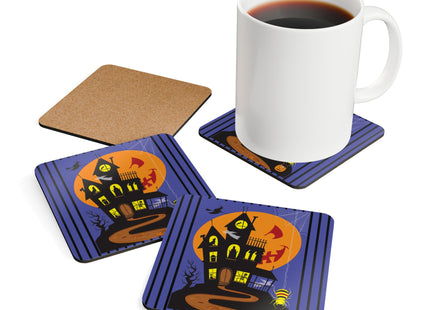 Halloween Night at the Haunted House Corkwood Coaster Set