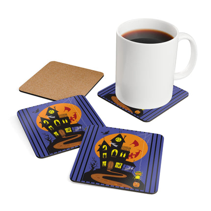Halloween Night at the Haunted House Corkwood Coaster Set