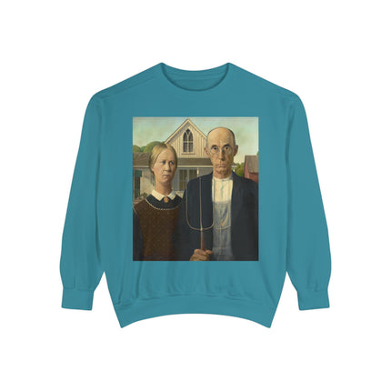 American Gothic by Grant Wood Unisex Garment-Dyed Sweatshirt
