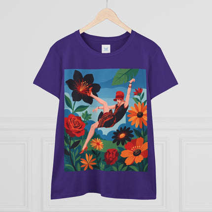 🌺✨ The Lady In The Fabulous Flowers Cotton Tee – Art Deco Floral Fantasy