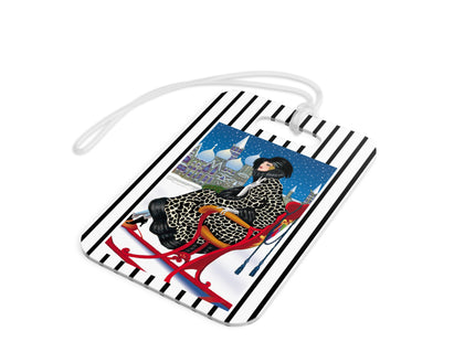 Elegant Winter Woman in Sleigh Luggage Tags