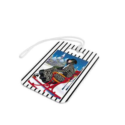 Elegant Winter Woman in Sleigh Luggage Tags