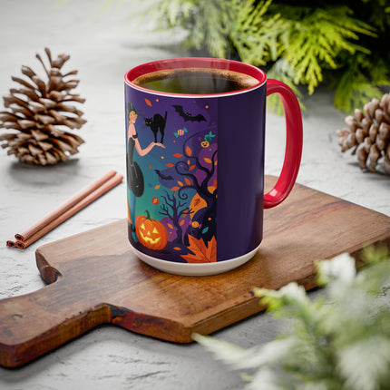🐈‍⬛🎃 The Midnight Black Cat Masquerade Colorful Mug – Whimsical Halloween Elegance