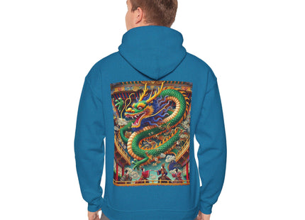Tibetan Dragon Over Kabuki Duel – Heavy Blend™ Hooded Sweatshirt