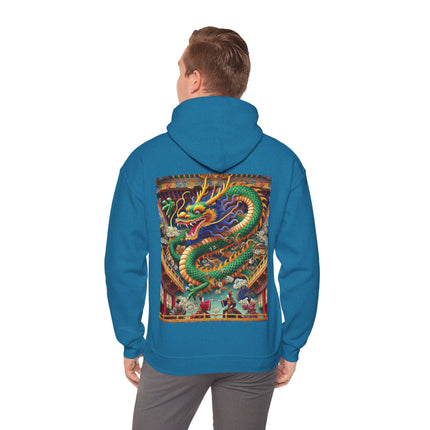 Tibetan Dragon Over Kabuki Duel – Heavy Blend™ Hooded Sweatshirt