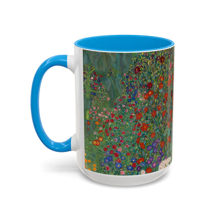 Farm Garden with Sunflowers by Gustav Klimt Colorful Mugs (11oz, 15oz)