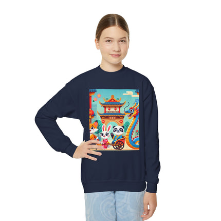 Lantern Street Dragon Parade Youth Crewneck Sweatshirt – Festive Energy, Culture & Playful Adventure