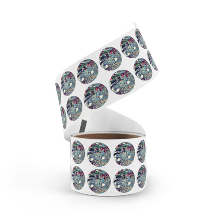 Whimsical Christmas Tea Party Round Sticker Label Rolls