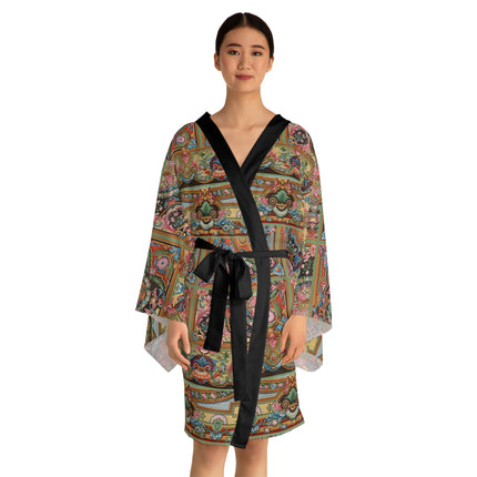 L'Ornement Polychrome by Albert Racine Long Sleeve Kimono Robe (AOP)