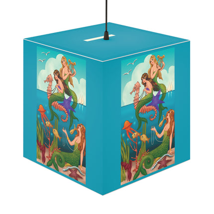 Three Mermaids with Strings of Pearls by Carlo Chiostri Light Cube Lamp