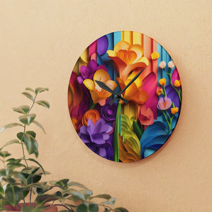 The Graceful Freesia Acrylic Wall Clock, Round and Square