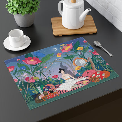 🌙🌺 The Lady Of The Midnight Garden Placemat – Art Deco Floral Reverie