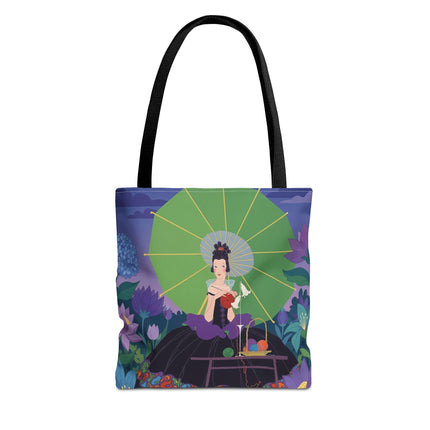 🧶🌸 The Lady Of The Enchanted Knitting Garden Tote Bag – Art Deco Floral Fantasy