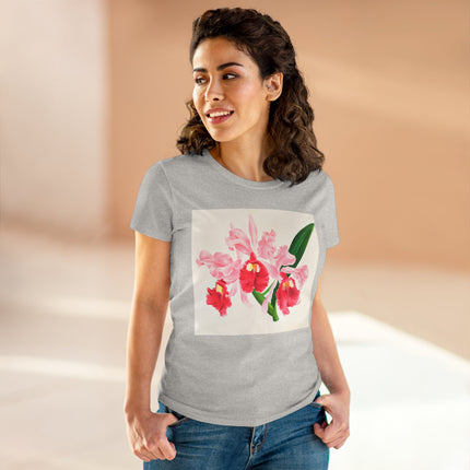 Cattleya gigas by Jean Jules Linden Women's Midweight Cotton Tee