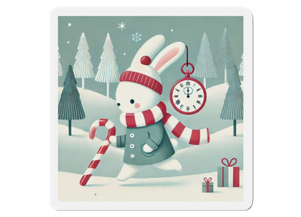 Candy Cane Timekeeper Bunny Die-Cut Magnets (5 Sizes)