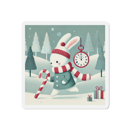 Candy Cane Timekeeper Bunny Die-Cut Magnets (5 Sizes)