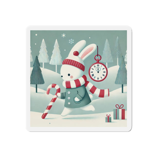 Candy Cane Timekeeper Bunny Die-Cut Magnets (5 Sizes)