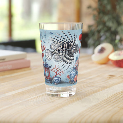 Lionfish & Lantern Pint Glass – Mystical Ocean & Asian Harmony