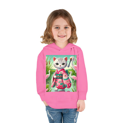 Geisha Kitten Strolls Among the Spoonbills Toddler Pullover Fleece Hoodie