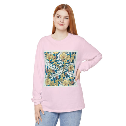 Art Nouveau Dandelion Flower Garment-dyed Long Sleeve T-Shirt