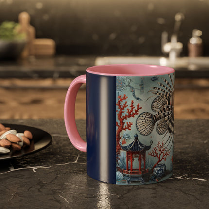 Lionfish & Lantern Colorful Mug – Mystical Ocean & Asian Harmony