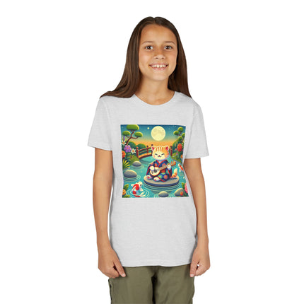 Melodic Kitten by the Koi Pond Youth Short Sleeve Tee