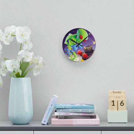 Cosmic Clash Acrylic Wall Clock, Round and Square