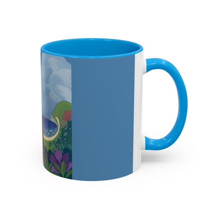The Lady And The Sea Breeze Colorful Mugs – Art Deco Coastal Serenity