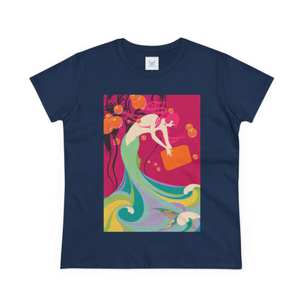 Mermaid Dive Women's Midweight Cotton Tee – Joyful Underwater Fantasy