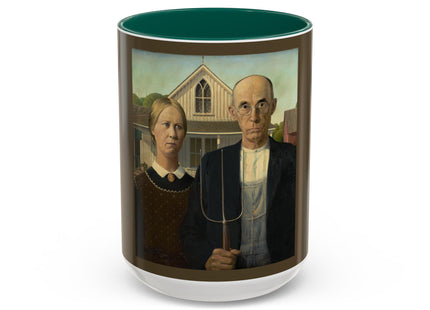 American Gothic by Grant Wood Colorful Mugs (11oz, 15oz)