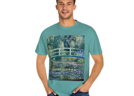 Water Lilies and Japanese Bridge by Claude Monet Unisex Garment-Dyed T-shirt